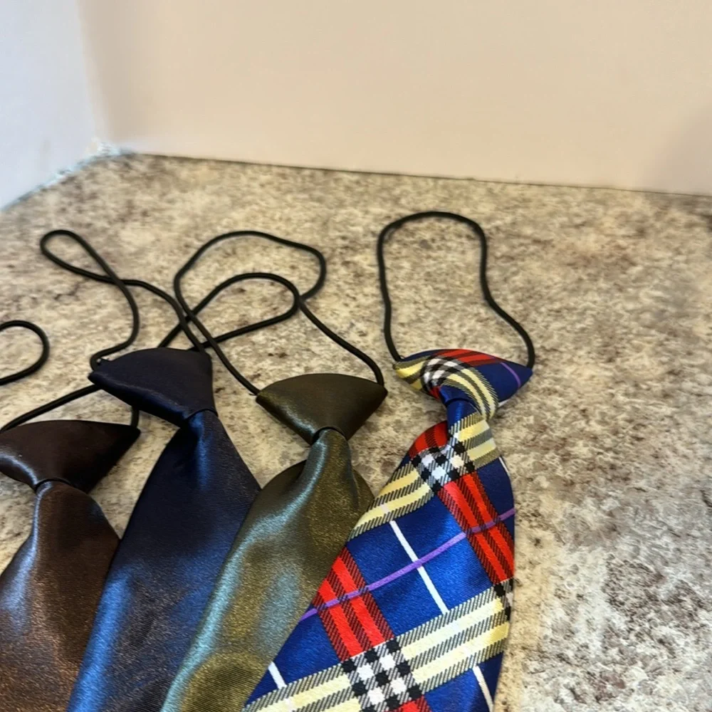 NWOT 10 inch unisex ties set of 5 Attached elastic cord goes under the collar.